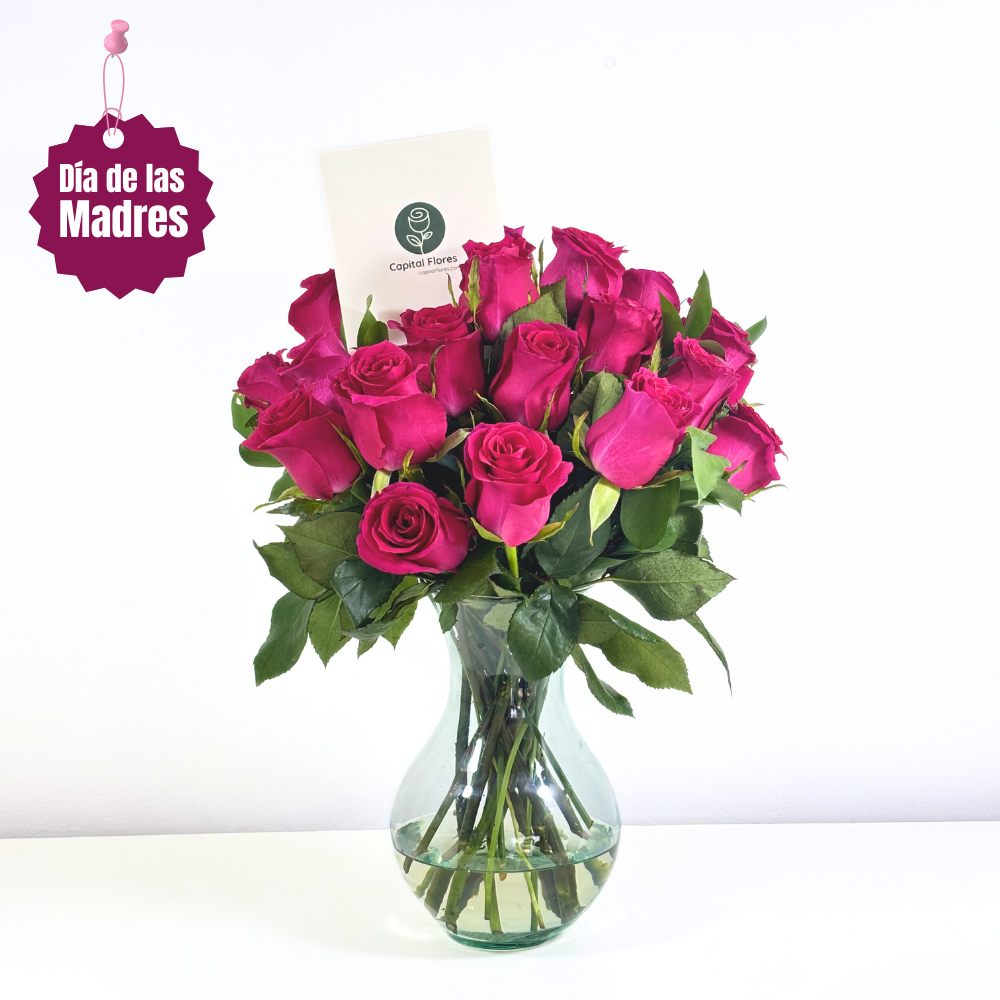 36 Rosas Rositas en Florero
