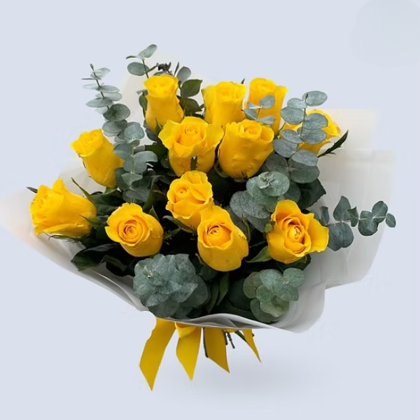 12 rosas amarillas en ramo - Capital Flores con envío a domicilio hoy