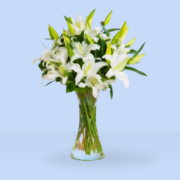 Lirios bancos en florero - Capital Flores con envío a domicilio hoy