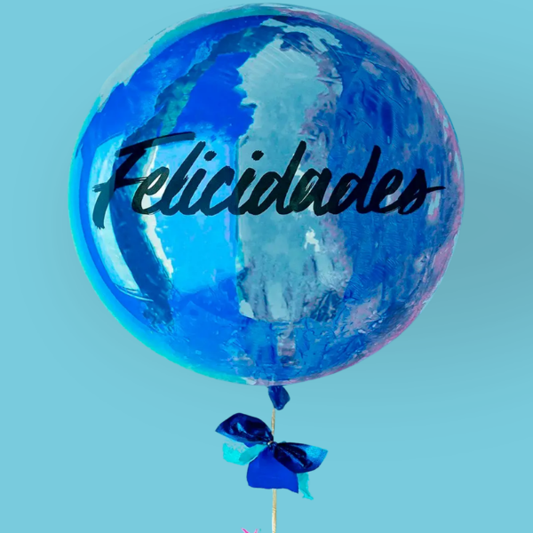 Globo burbuja azul felicidades