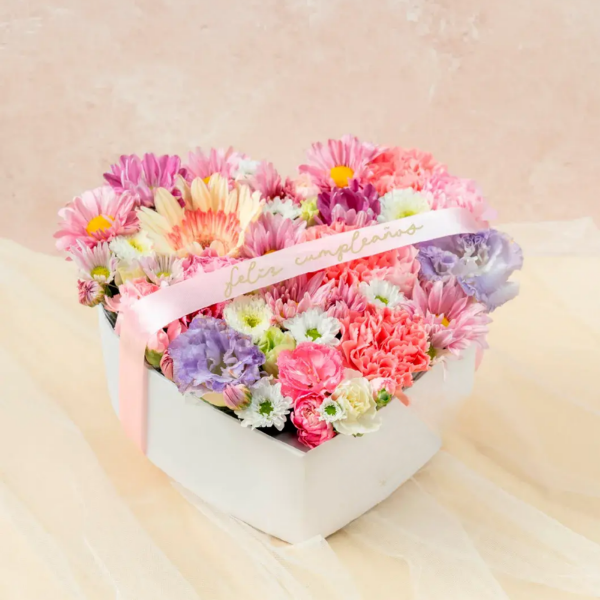 Gerberas, carnations, pink daisies and white daisies in a heart-shaped box Gerberas, carnations, pink daisies and white daisies in a heart-shaped box - Capital Flores with same-day home delivery