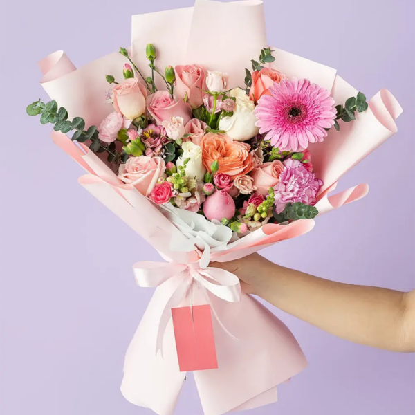 Ramo premium de flores mixtas, gerberas, rosas, claveles