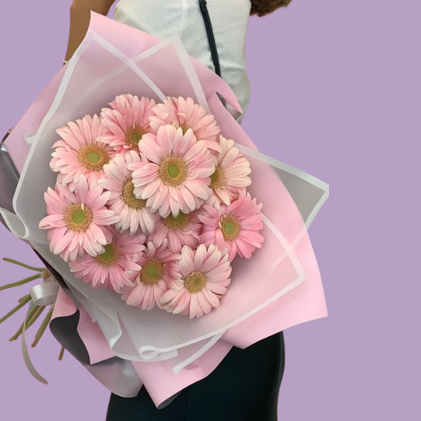 Gerberas rositas en ramo