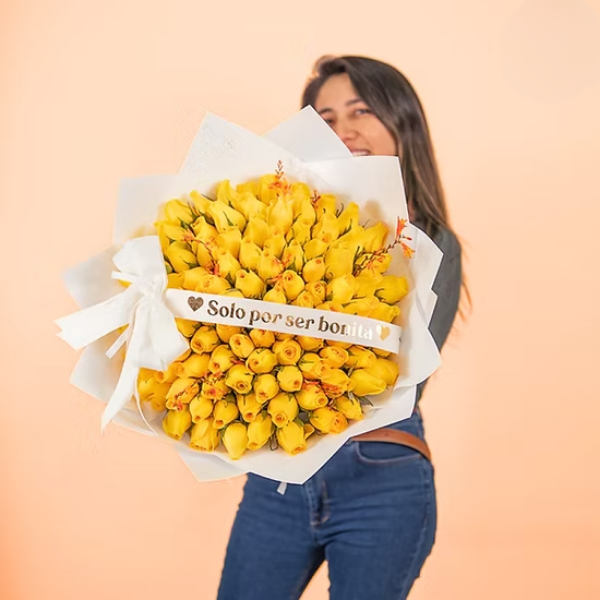 Ramo buchón 100 rosas amarillas