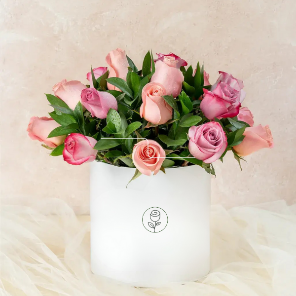 18 rosas rositas en caja