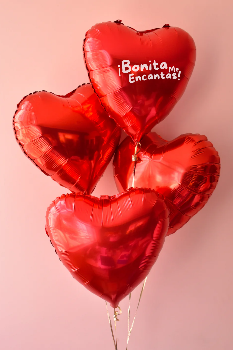 Ramo de Globos Corazón Rojos "¡Bonita Me Encantas!" - Capital Flores con envío a domicilio hoy