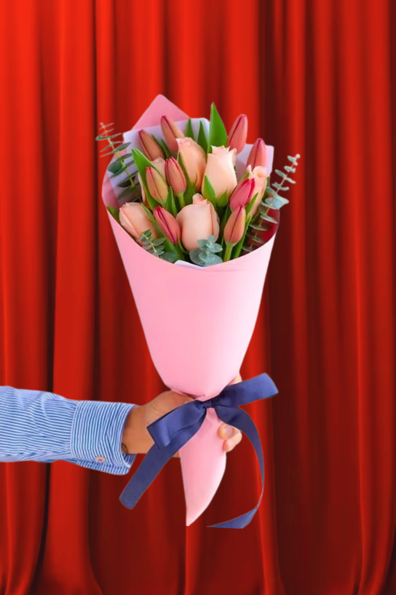 peach pink tulip bouquet con envío hoy en México