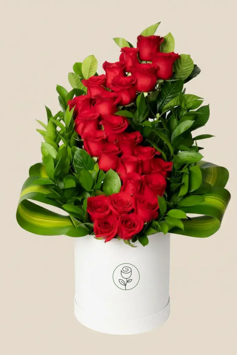 Arreglo de 25 Rosas Rojas en Caja Blanca