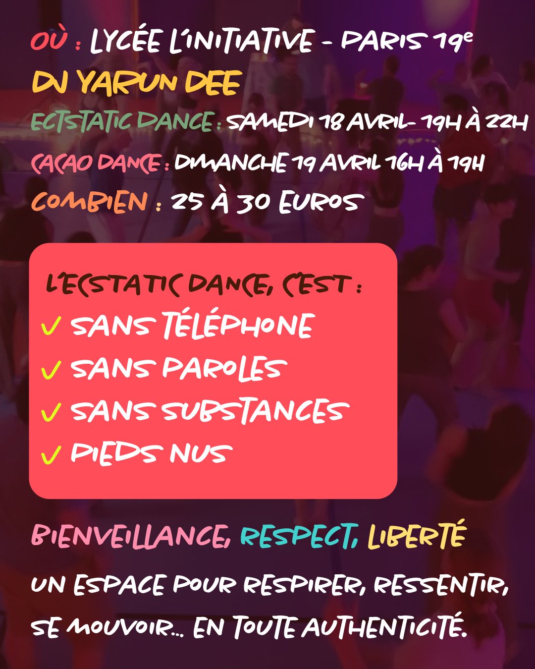 Ecstatic Dance Paris avec Yarun Dee (Amsterdam) – Samedi 18 Avril 2026 Tickets, - photo 3