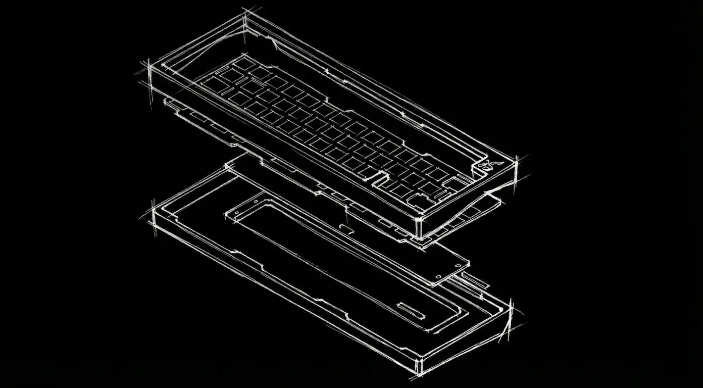 Exploded sketch of Blueberry keyboard