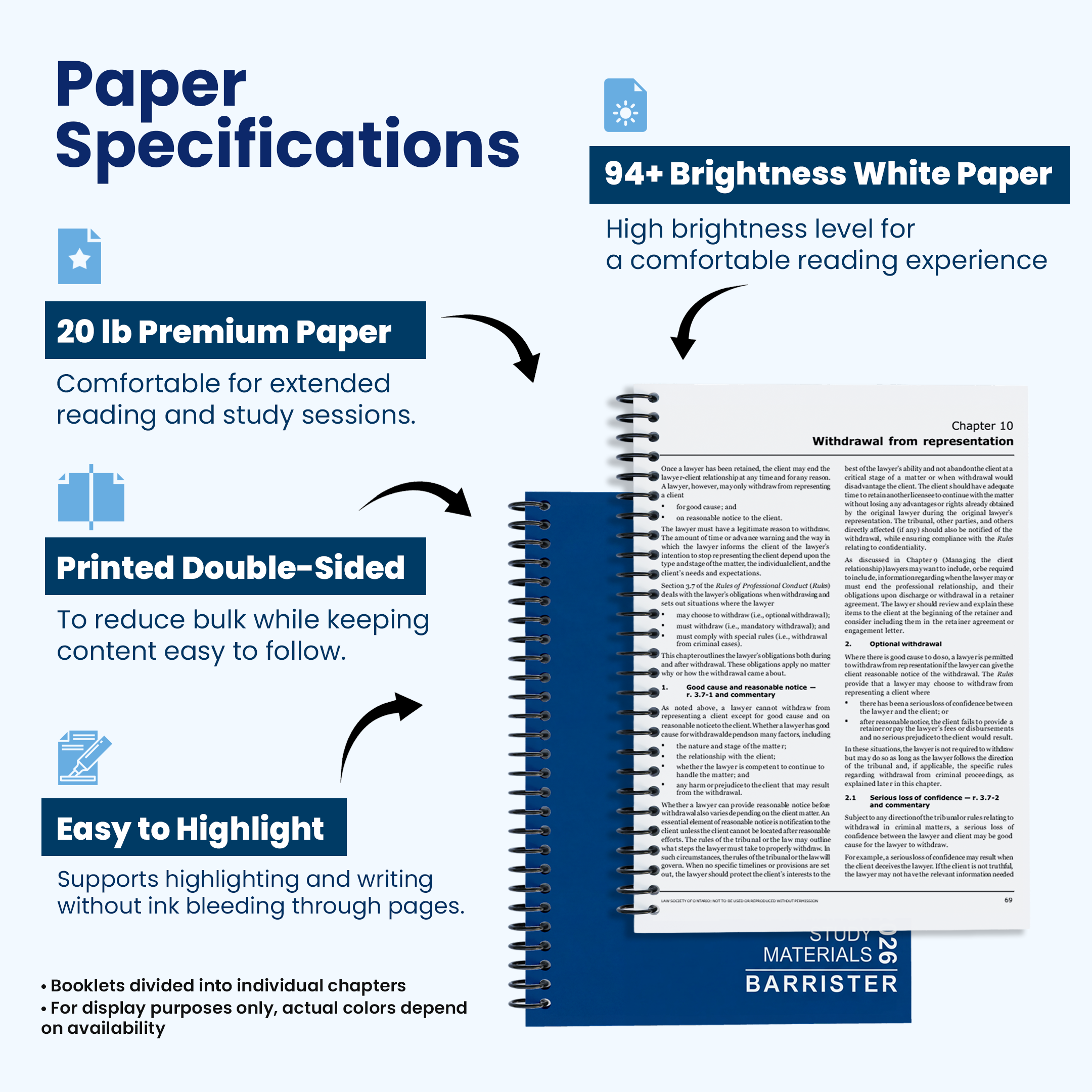 High-quality premium paper for clear and readable text.