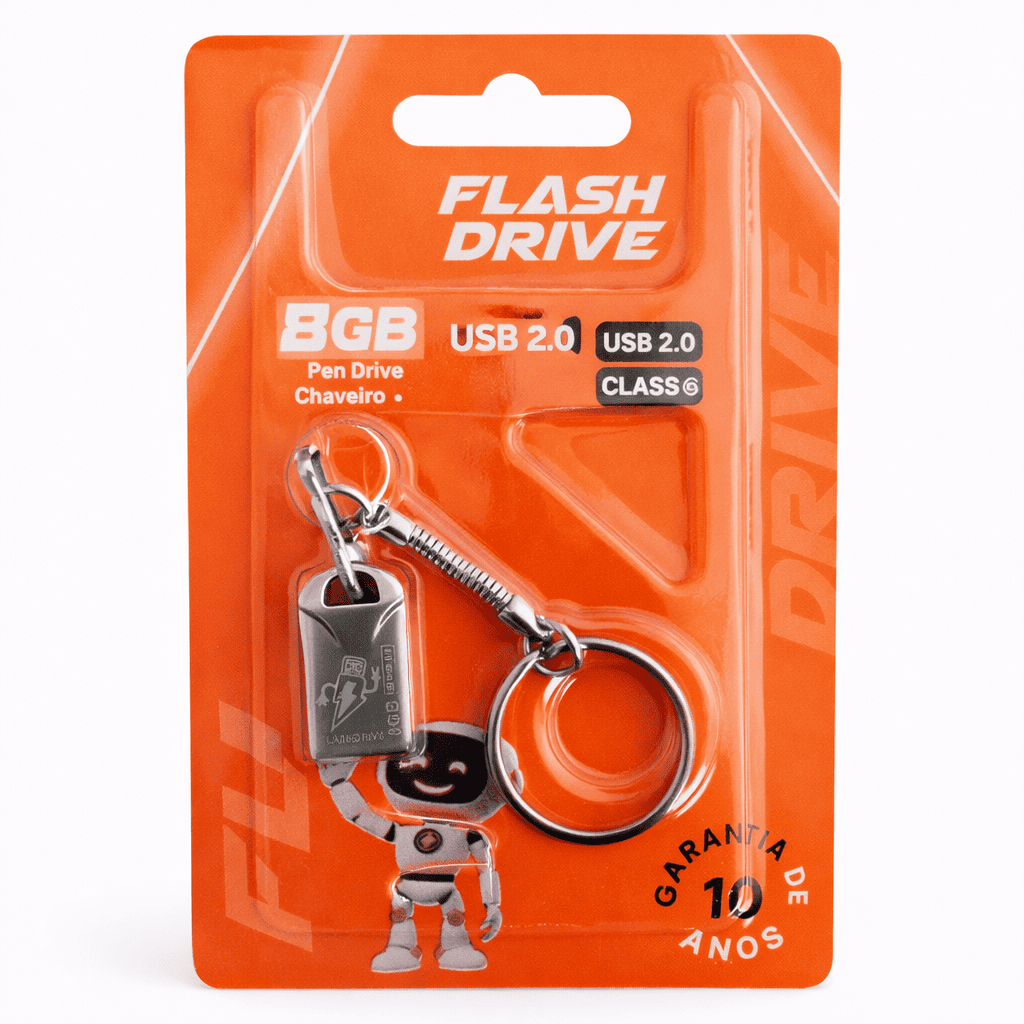 Pen Drive 8GB USB 2.0 Chaveiro Portátil
