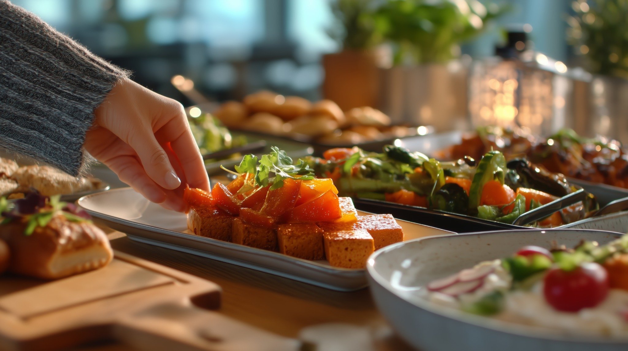 The interior of a bustling modern restaurant.