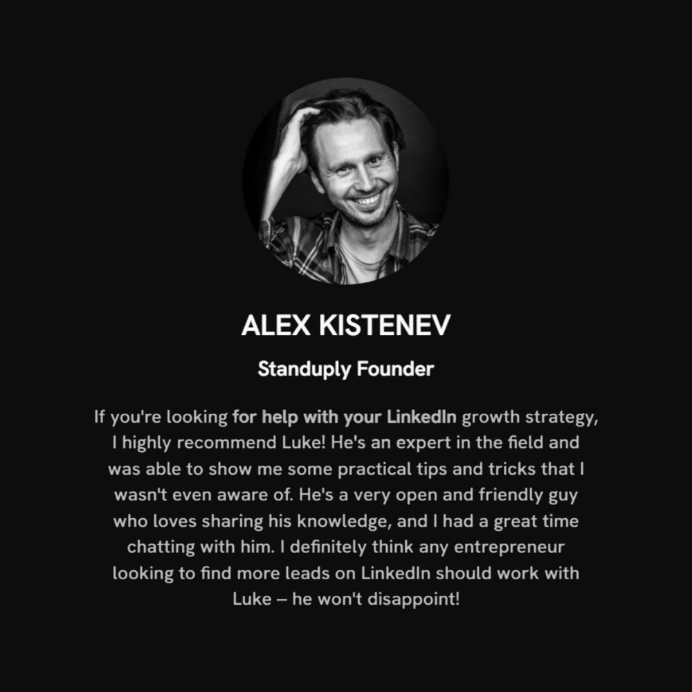 Testimonial from Alex Kistenev