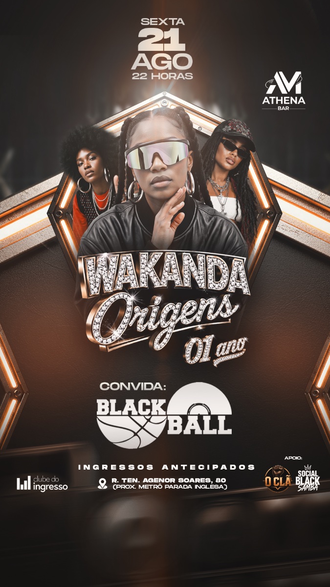Flyer do evento Wakanda Oringens em São Paulo com Deejay Dj Alex Medeiros
