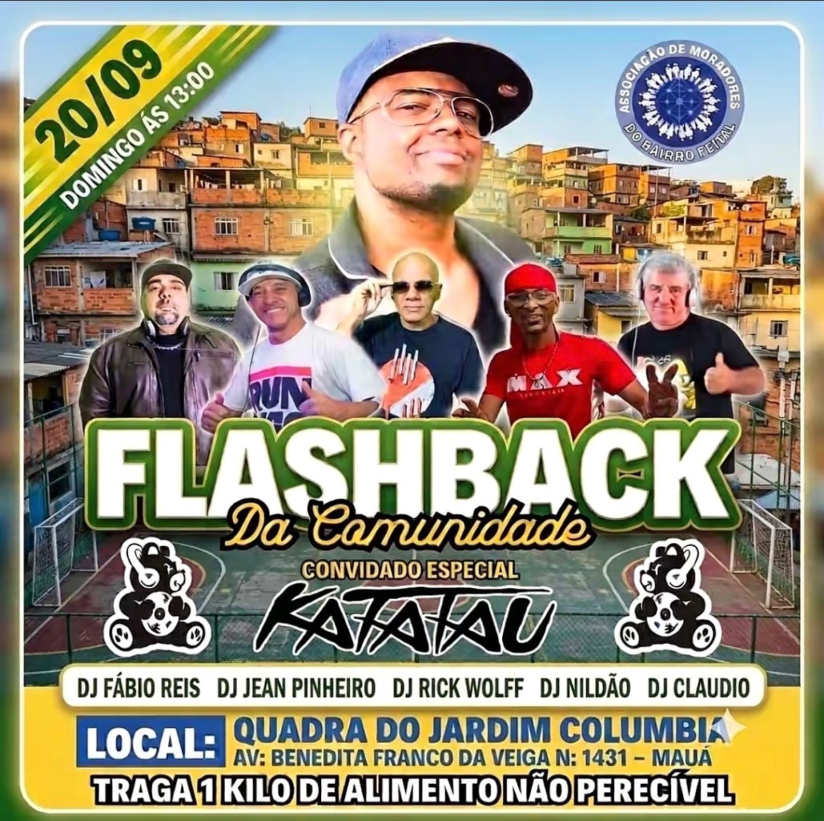 Flyer do evento FLASH BACK DA COMUNIDADE em São Paulo com Deejay Dj Katatau