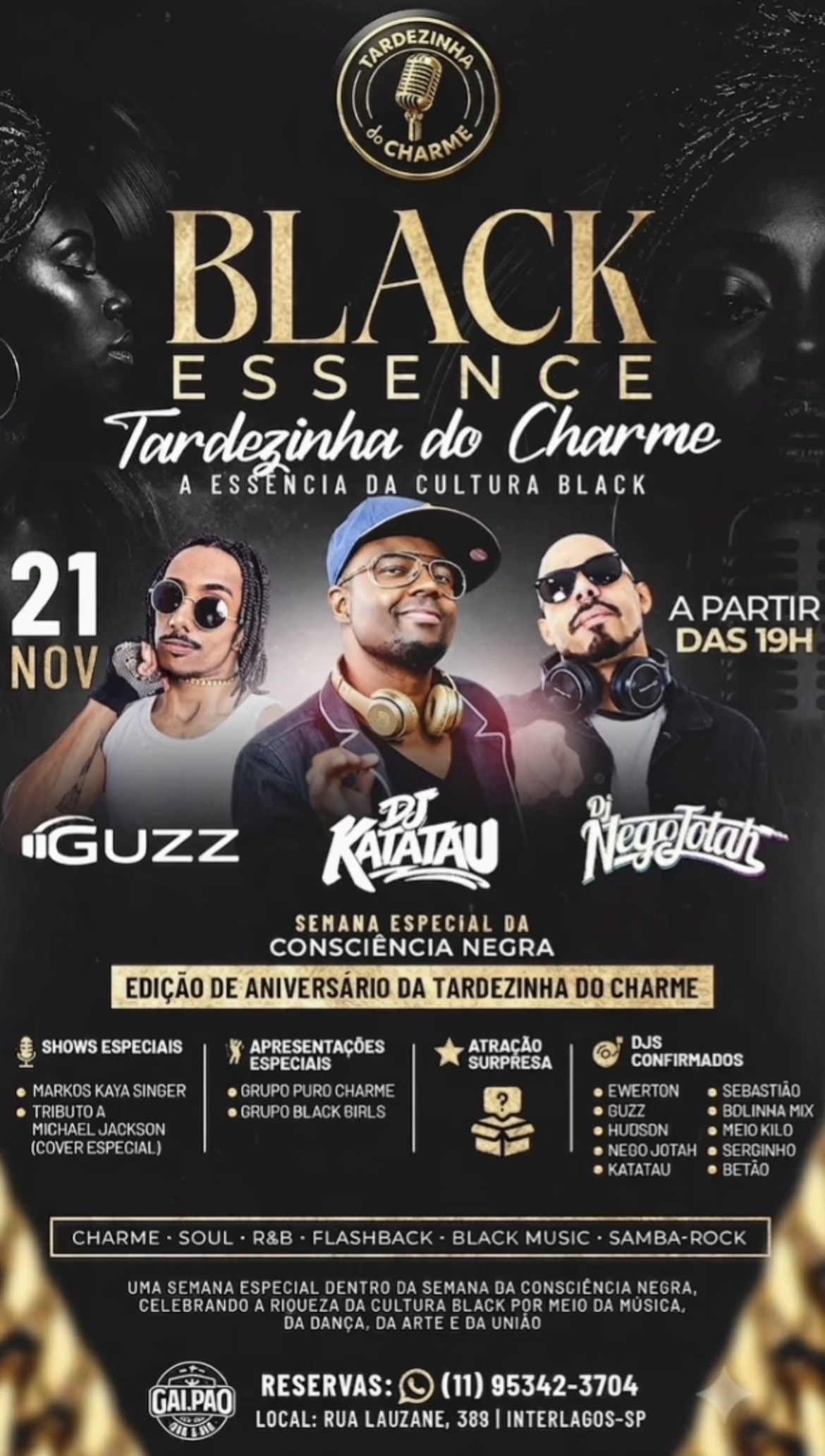 Flyer do evento TARDEZINHA DO CHARME em São Paulo com Deejay Dj Katatau