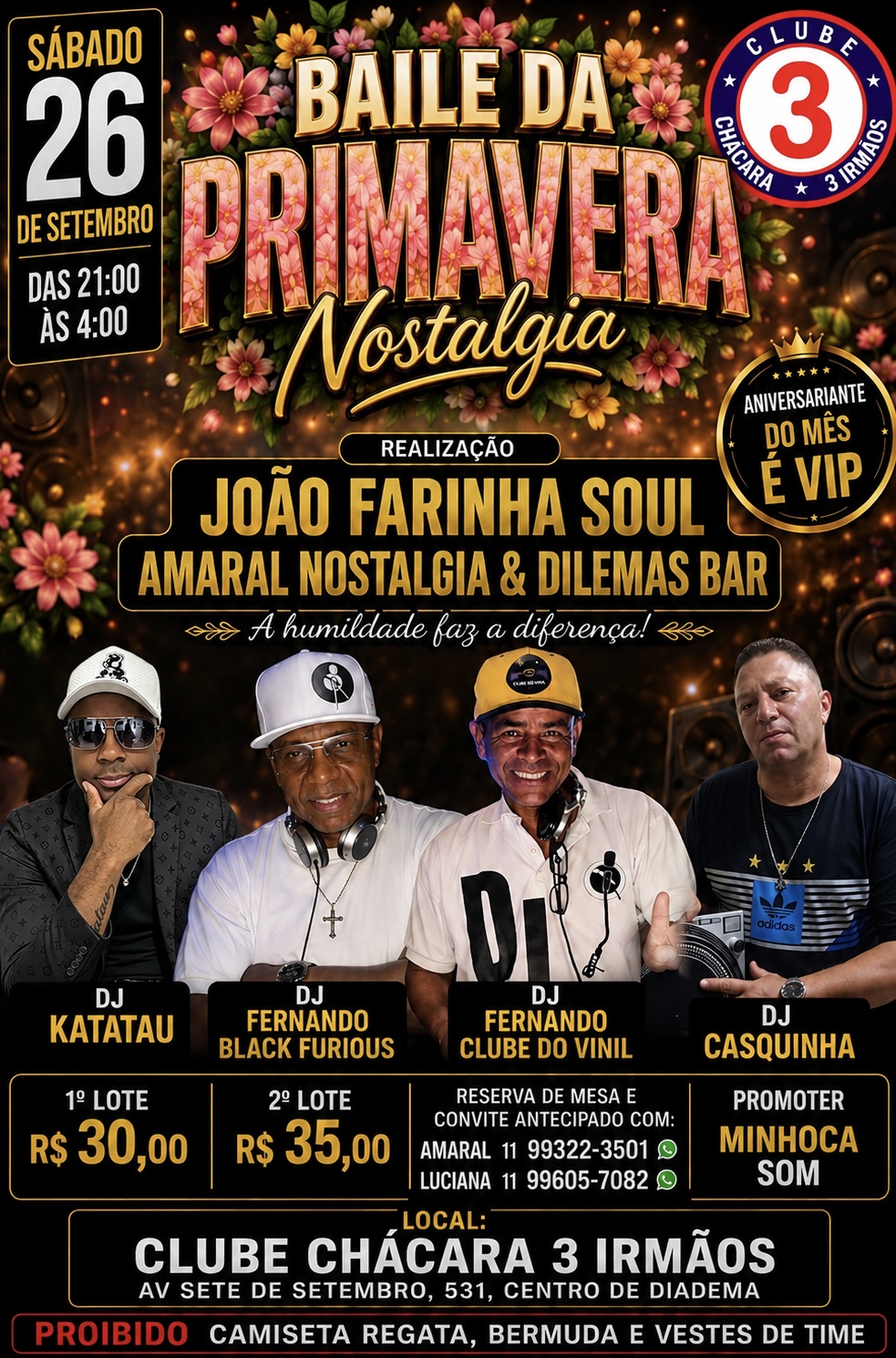 Flyer do evento BAILE DA PRIMAVERA em São Paulo - Diadema com Deejay Dj Katatau