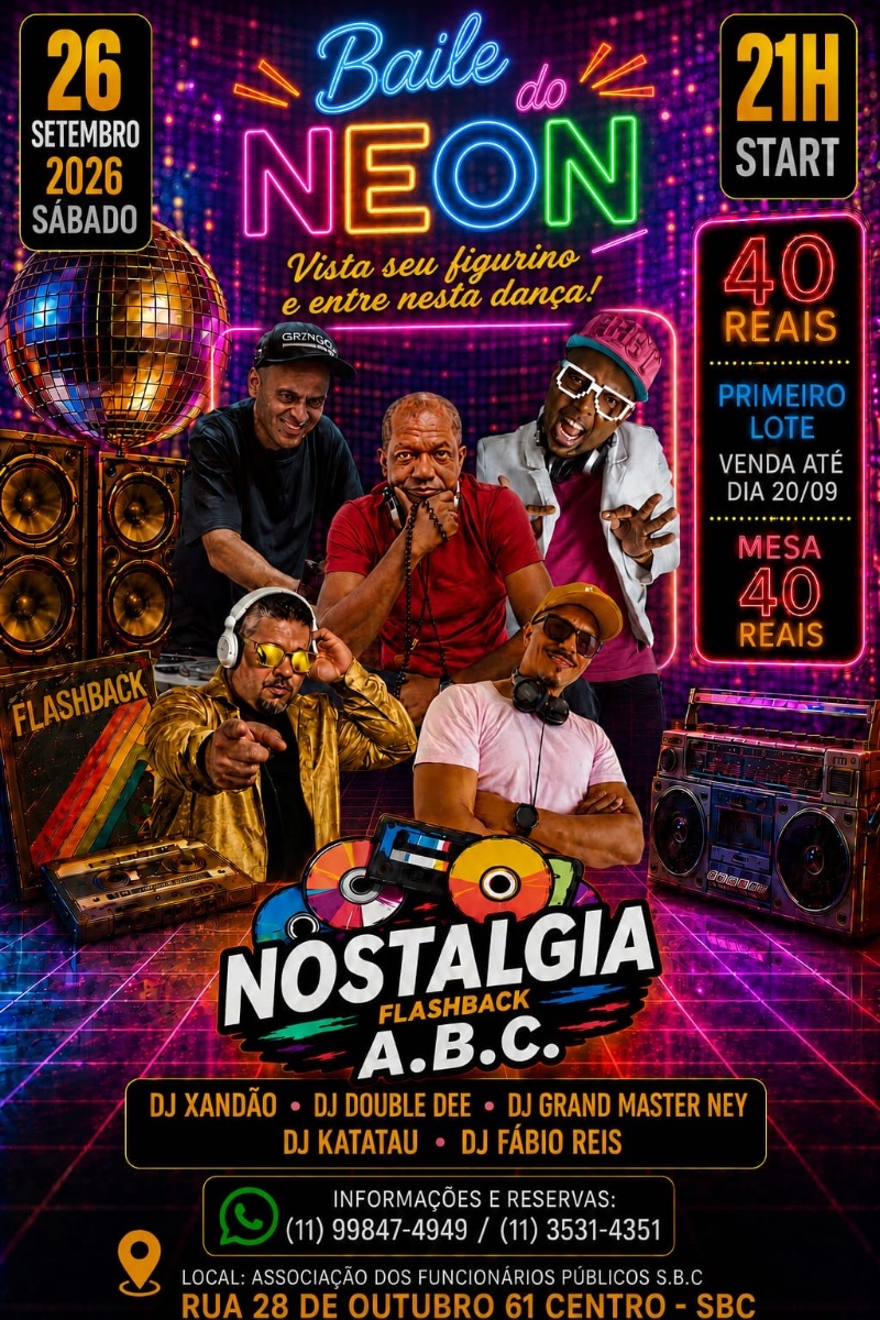 Flyer do evento NOSTALGIA FLASH BACK ABC em São Paulo com Deejay Dj Katatau