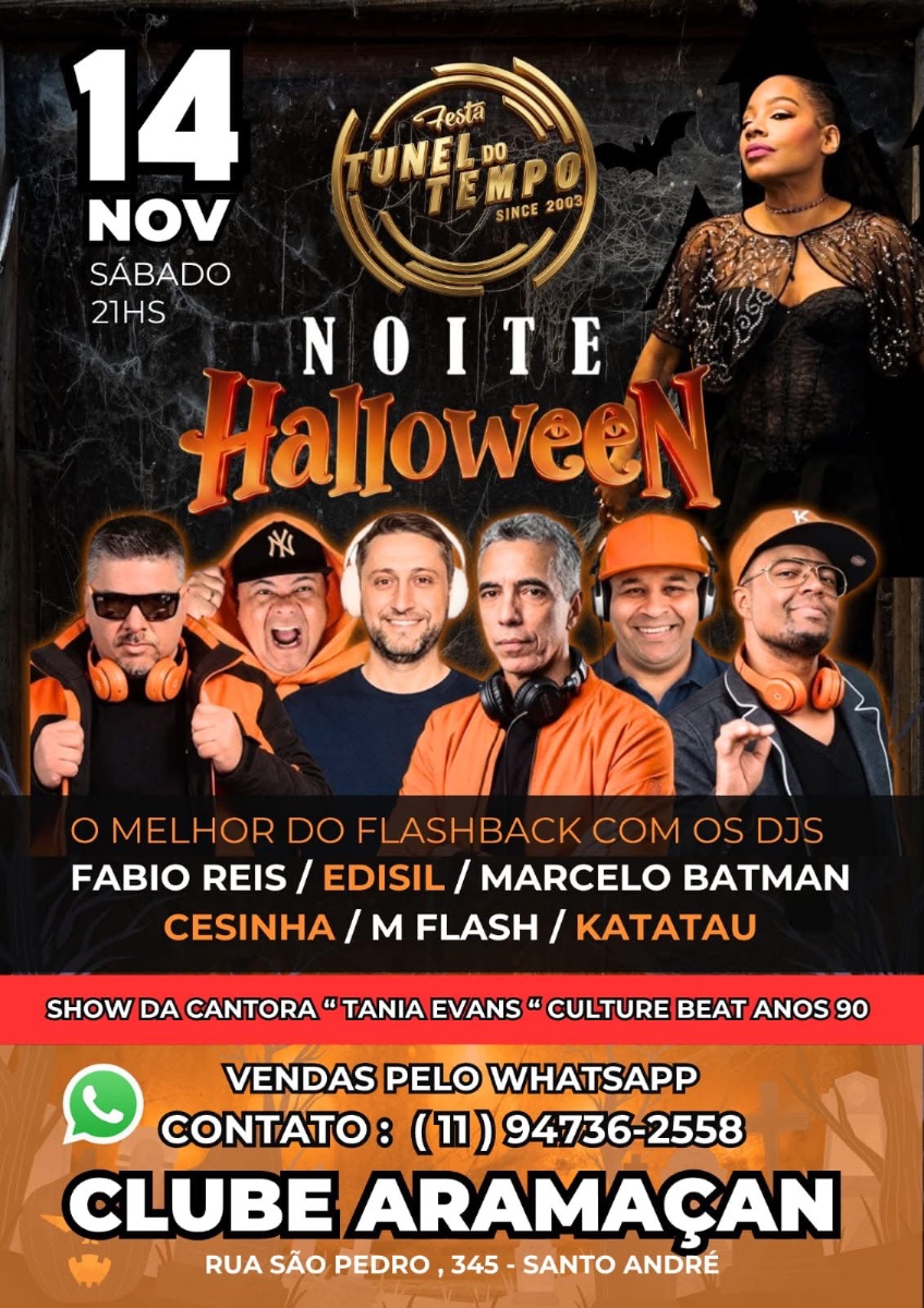 Flyer do evento FESTA TÚNEL DO TEMPO  em São Paulo  com Deejay Dj Katatau