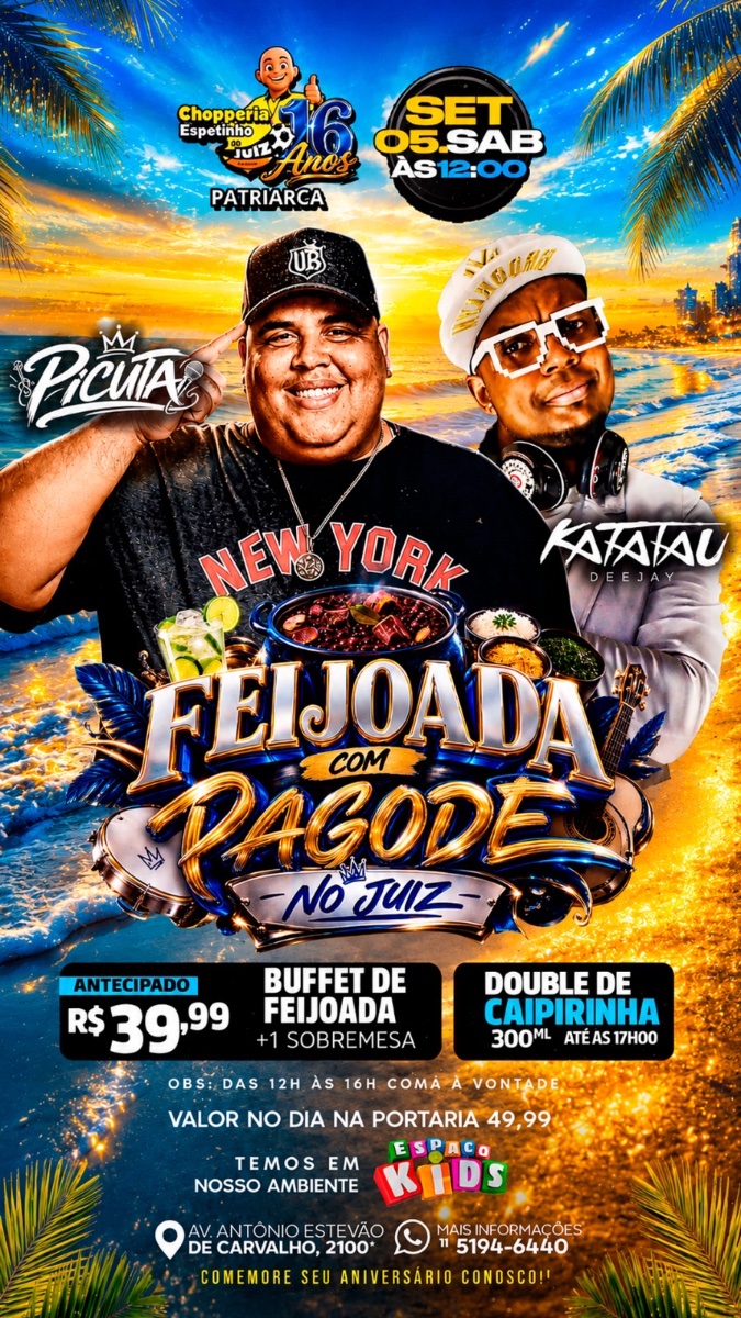 Flyer do evento FEIJOADA COM PAGODE em São Paulo com Deejay Dj Katatau
