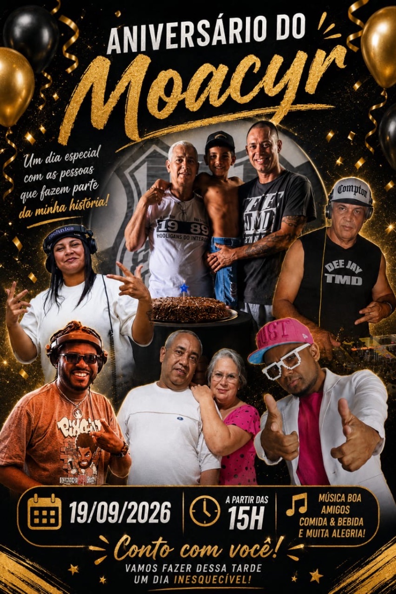 Flyer do evento ANIVERSÁRIO DO MOACYR em Campinas com Deejay Dj Katatau