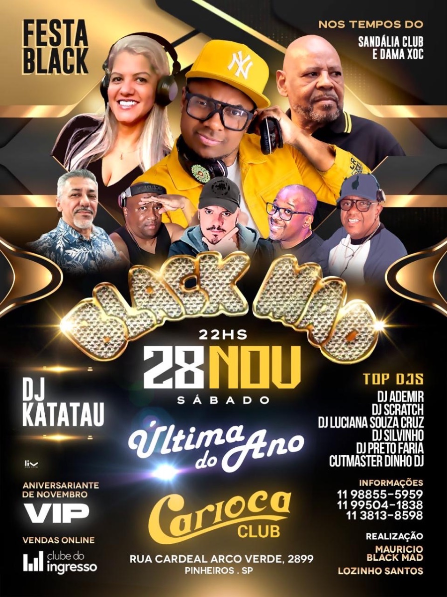Flyer do evento BLACK MAD / FESTA BLACK em São Paulo com Deejay Dj Katatau