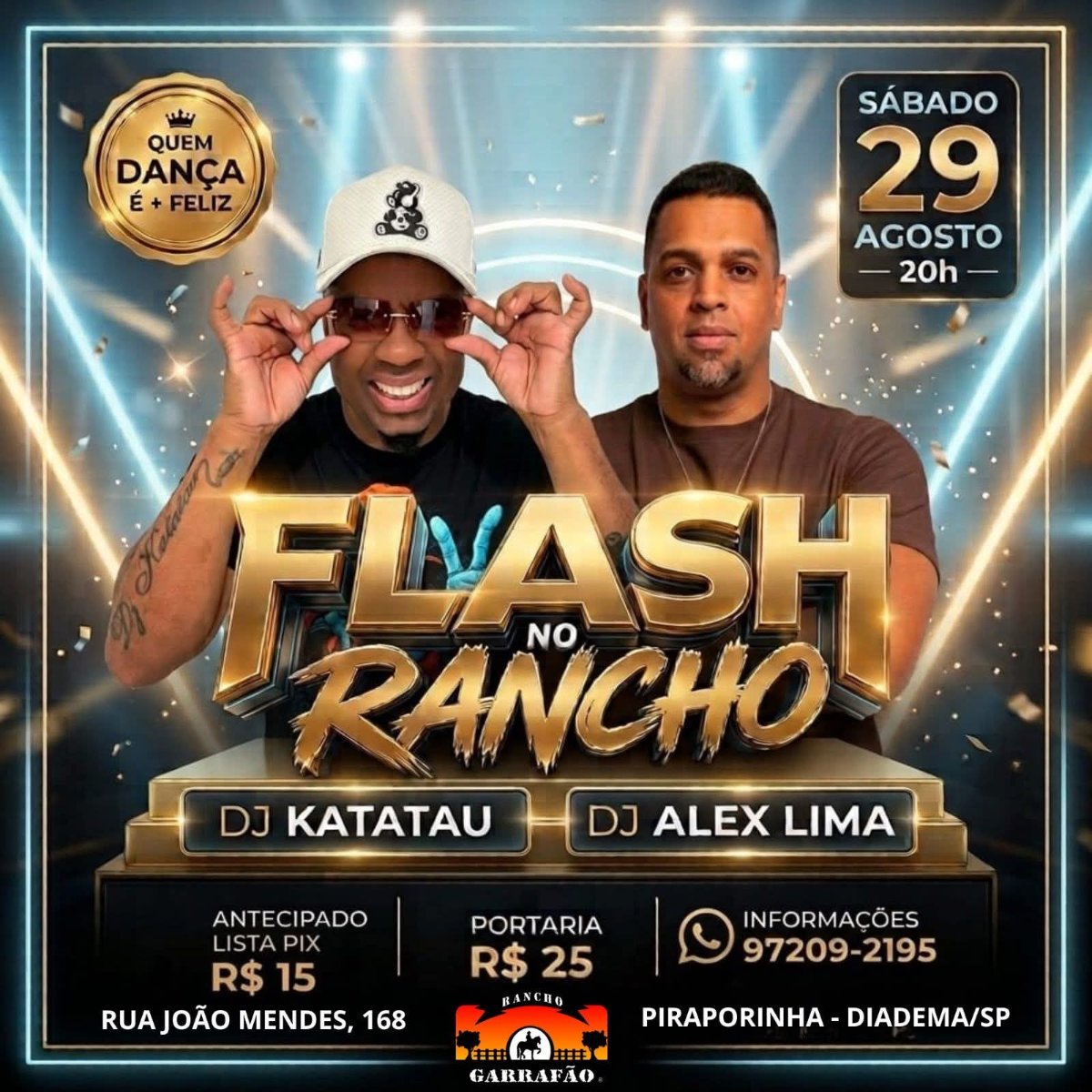 Flyer do evento Flash no Rancho em Diadema com Deejay Alex Lima 