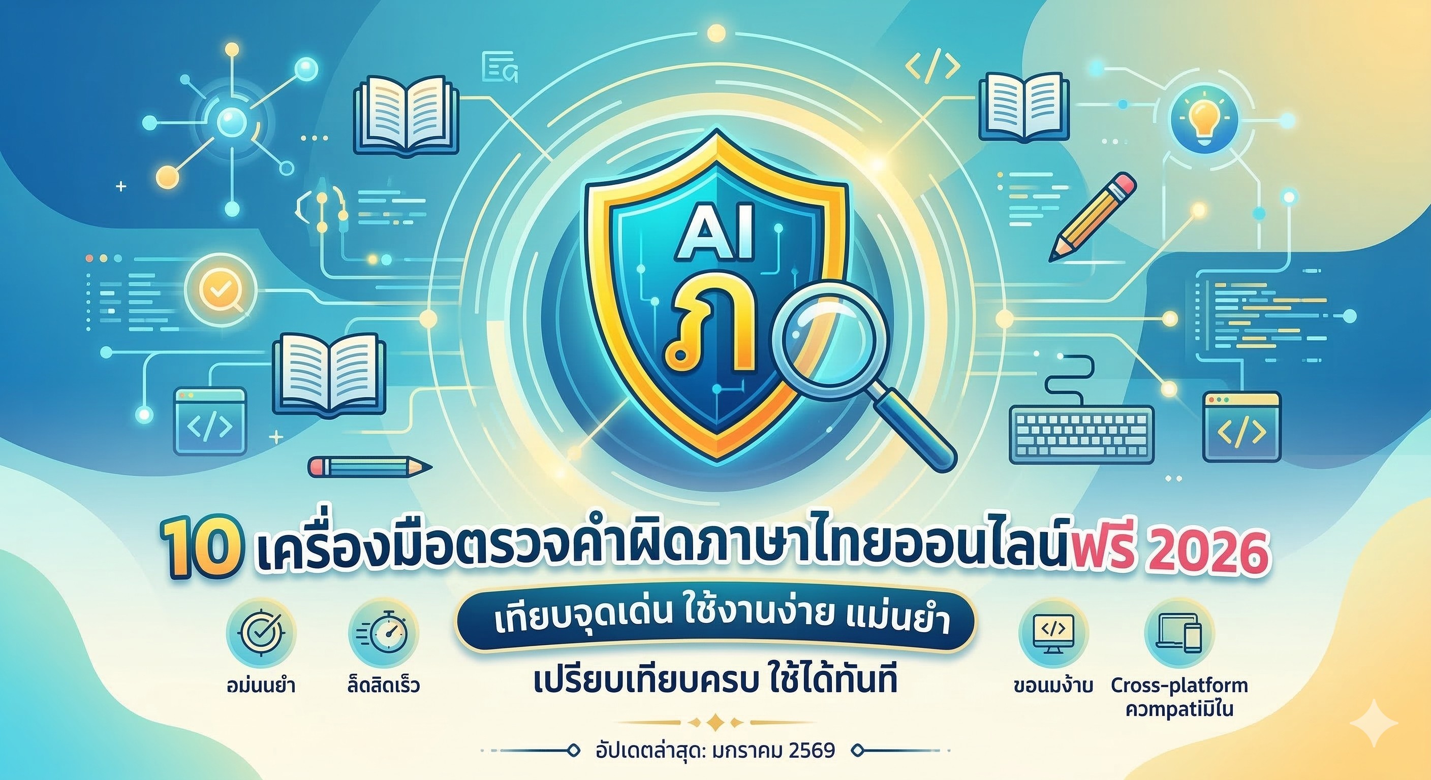 10 เครื่องมือตรวจคำผิดภาษาไทยออนไลน์ฟรี 2026