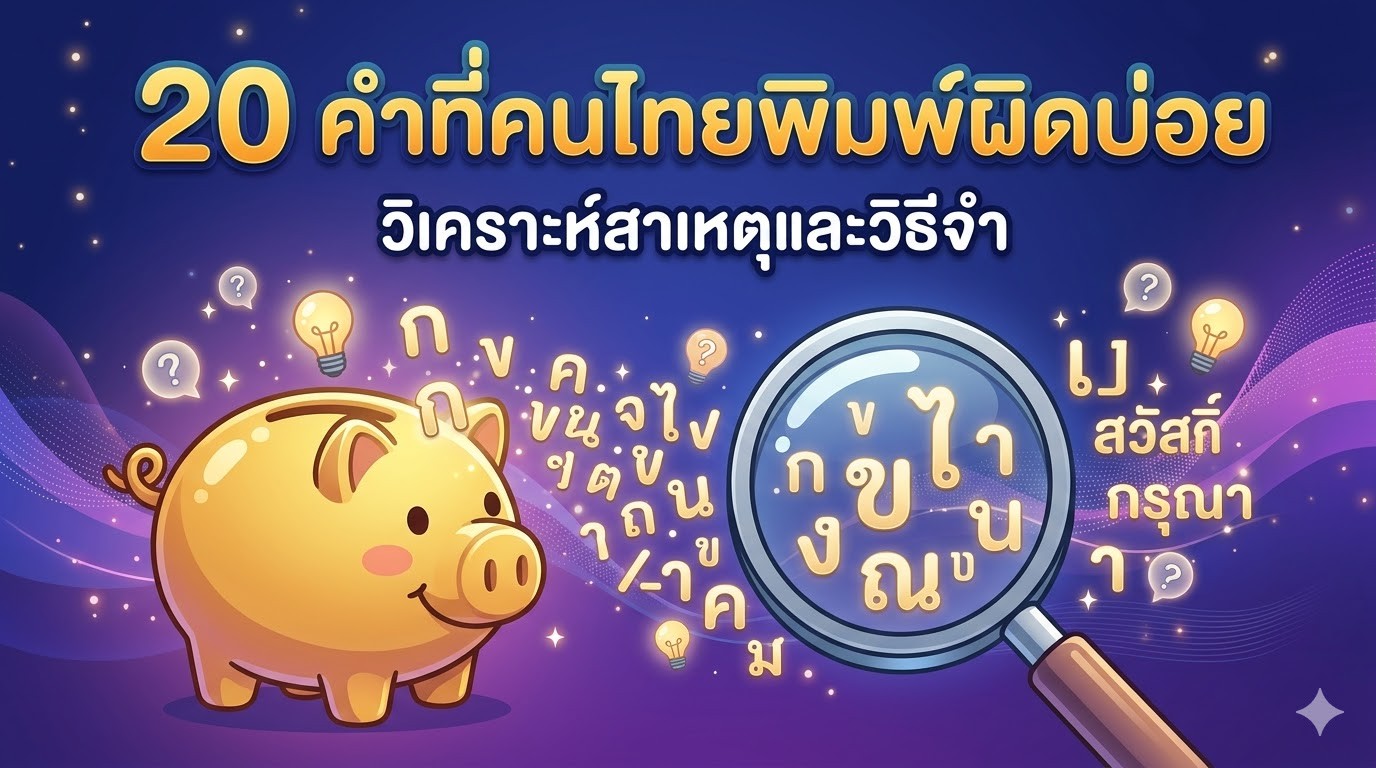 20 คำที่คนไทยพิมพ์ผิดบ่อยที่สุด — จากการใช้งาน ThaiProofAI