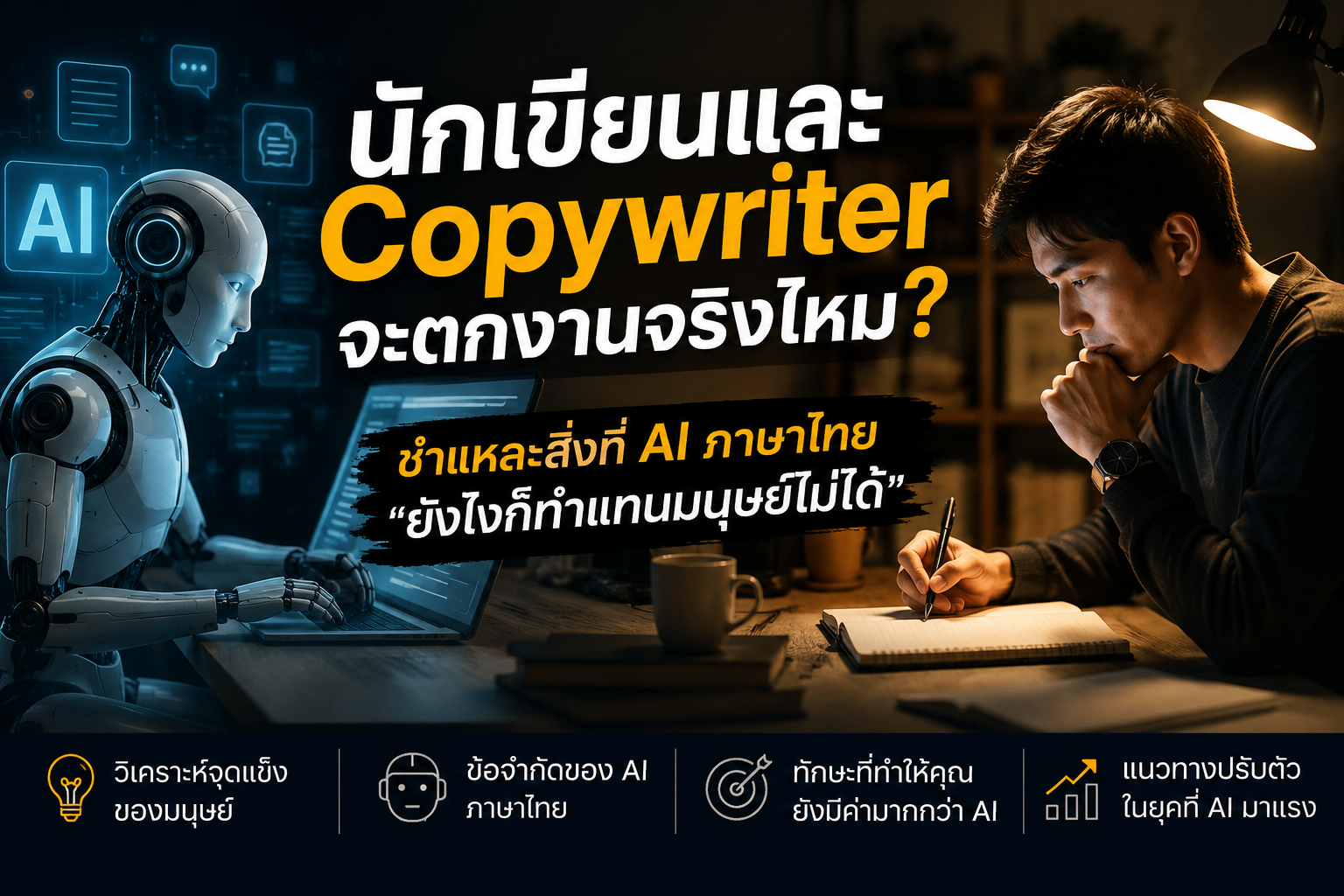 นักเขียนจะตกงานไหม? ชำแหละความจริงที่ AI ภาษาไทยยังแทนมนุษย์ไม่ได้