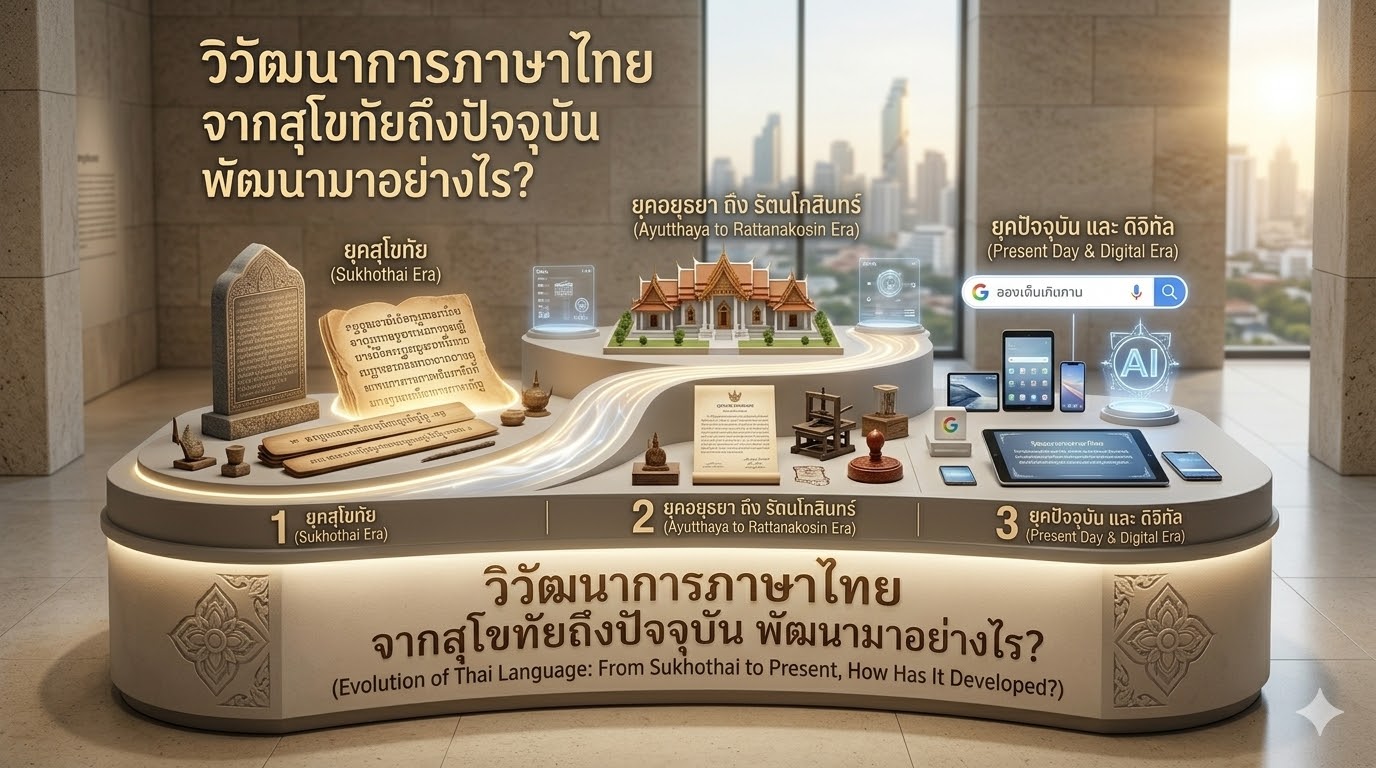 วิวัฒนาการภาษาไทย จากสุโขทัยถึงปัจจุบัน พัฒนามาอย่างไร?
