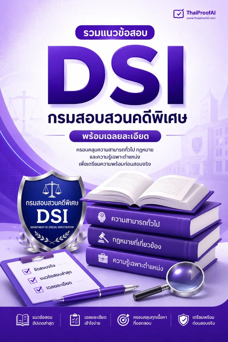 แนวข้อสอบ DSI กรมสอบสวนคดีพิเศษ พร้อมเฉลย อัปเดตล่าสุด ชุด1