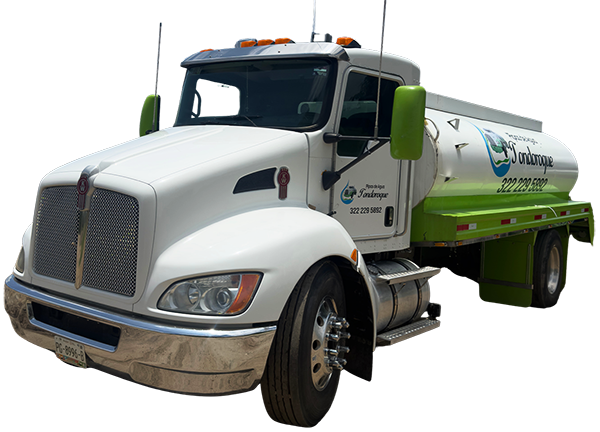 A modern white water tanker truck against a light background.