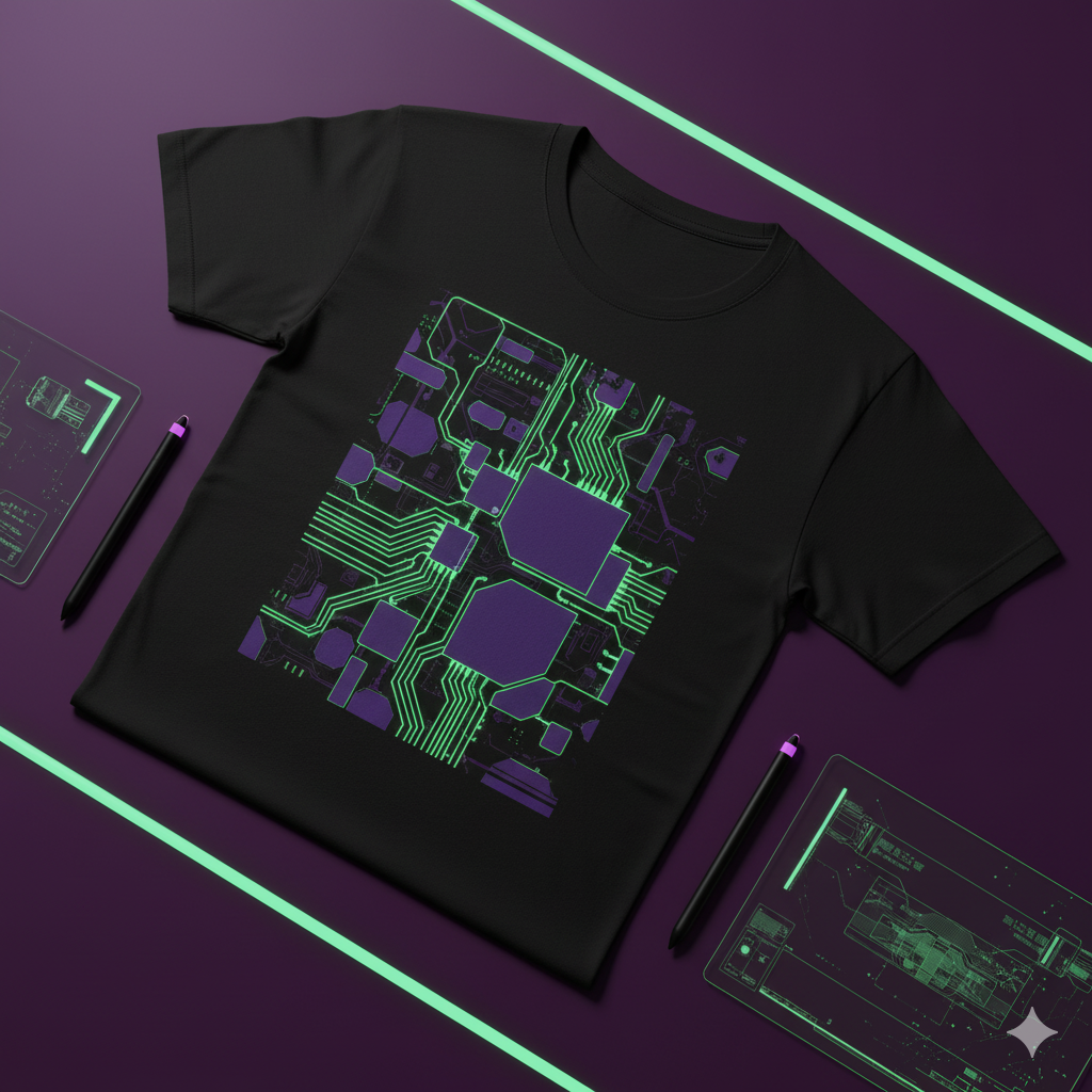 T-shirt with a cyberpunk AI design