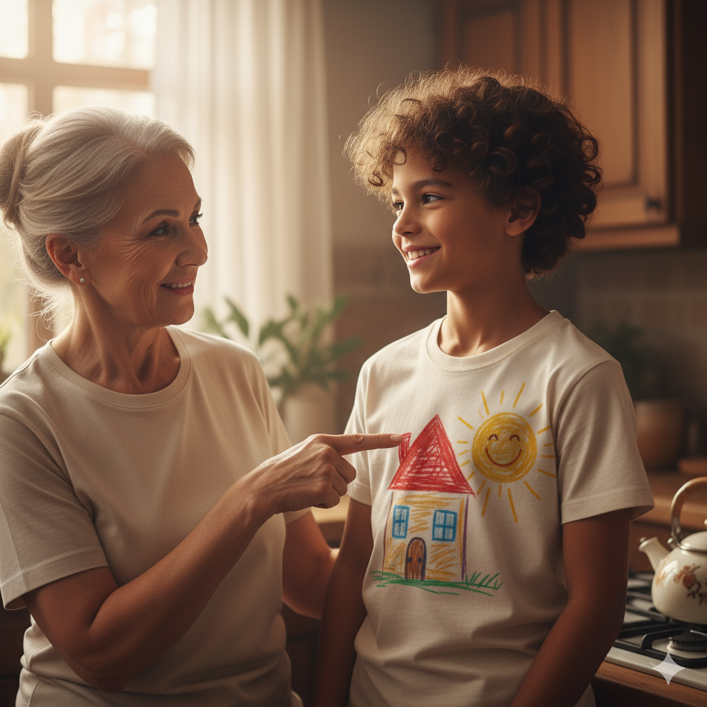 T-shirt with a minimalist geometric AI design