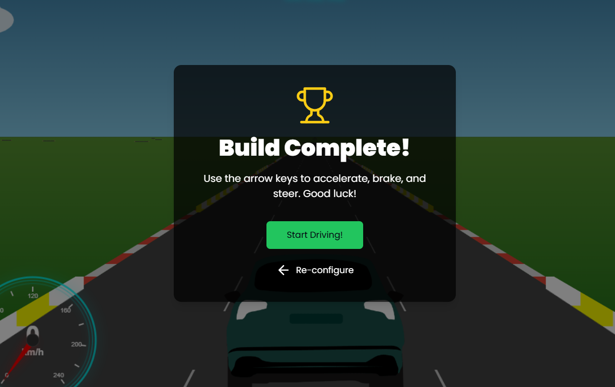 Screenshot of the final racing game