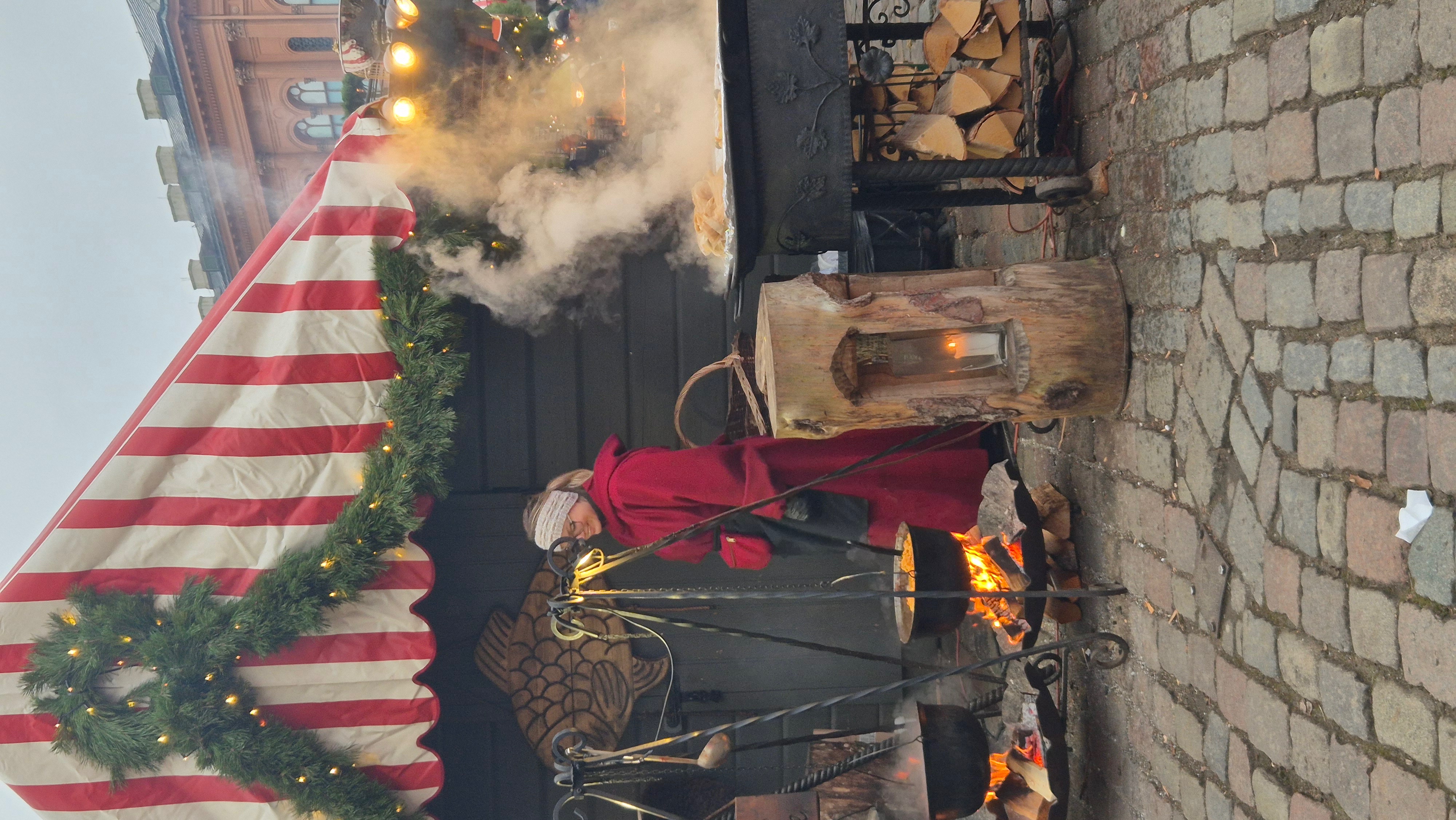 A festive scene from a Christmas market.