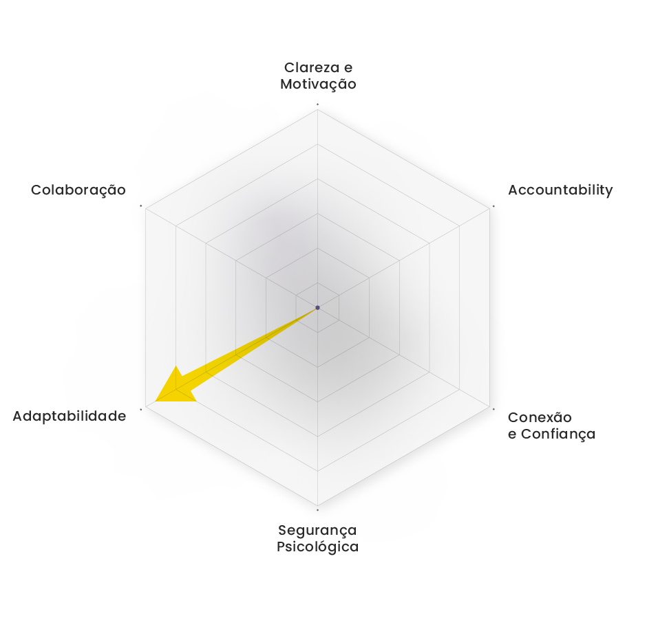 Gráfico de radar exibindo as 6 alavancas dos times de alta performance da Aldeia Incompany.