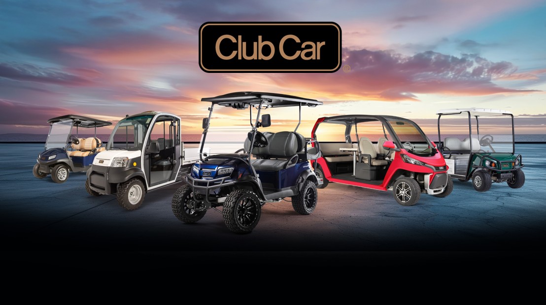 A welcome image for the homepage showing a golf course at sunset.