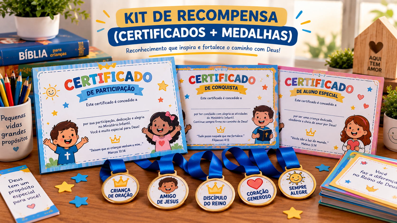 KIT DE RECOMPENSA (CERTIFICADOS + MEDALHAS)