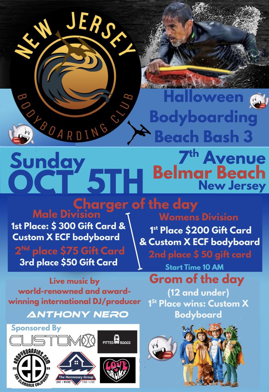 Halloween Bodyboarding Beach Bash 3 Event Poster