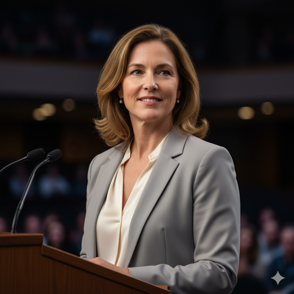 Public speaker on a stage