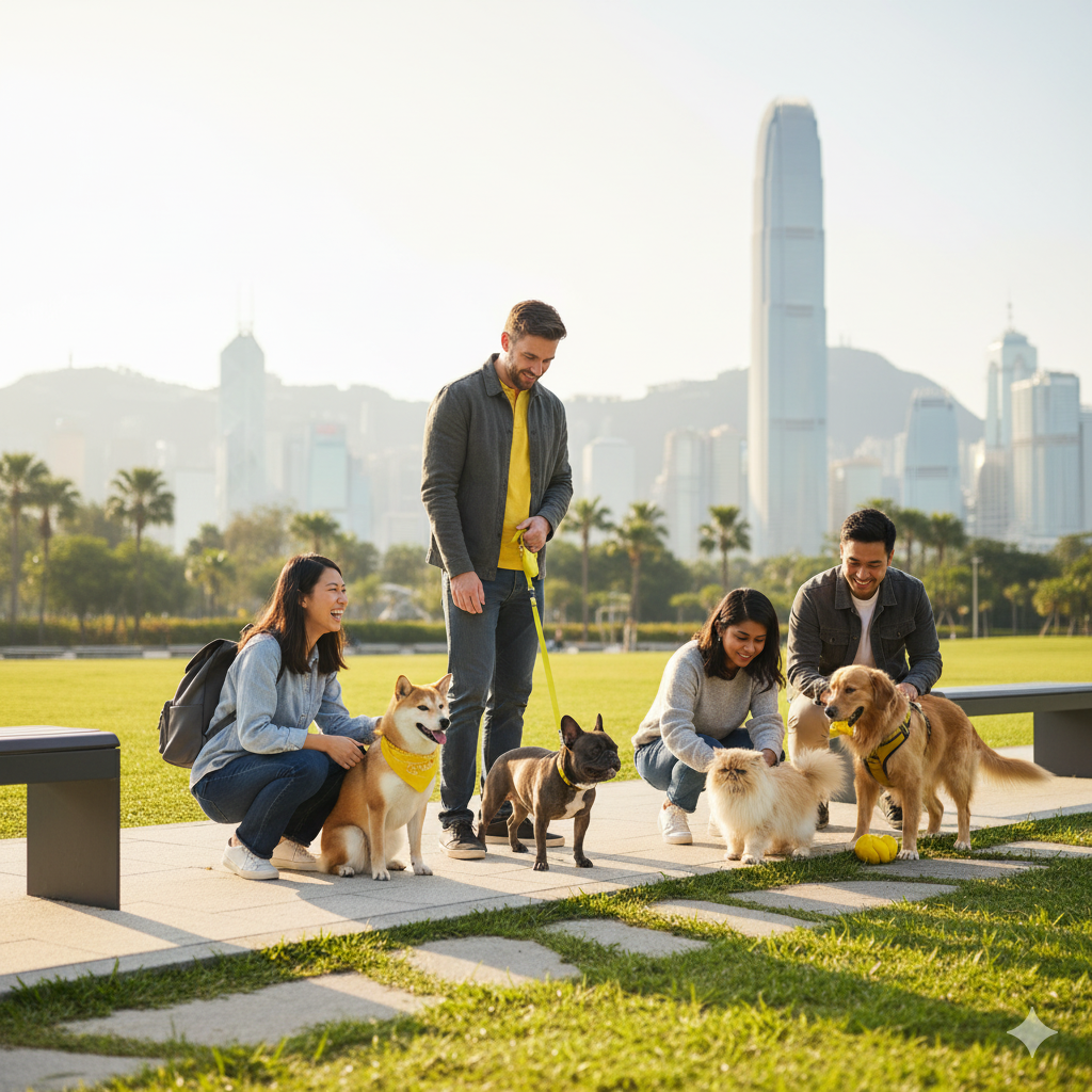 A banner with various dog breeds