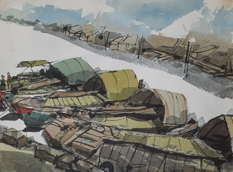 Singapore River At Dusk, 旧河舢影