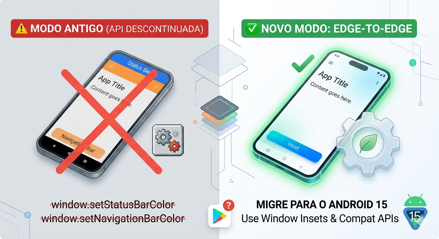 Alerta Android 15: O Fim do setStatusBarColor e setNavigationBarColor