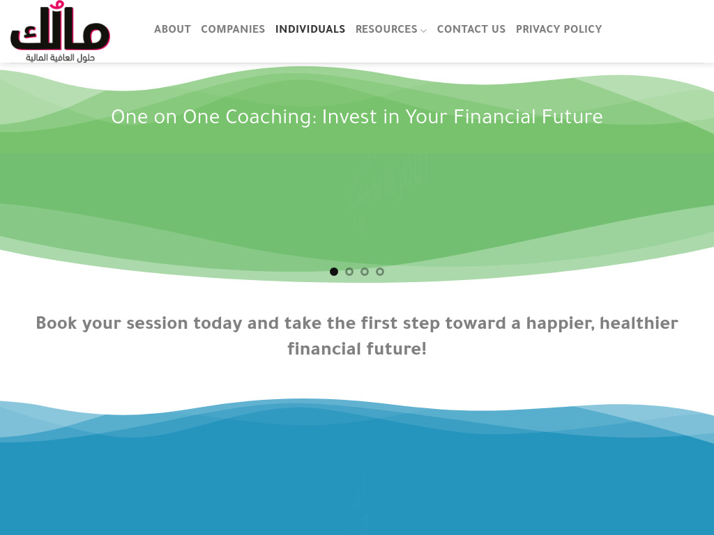 Financial wellness platform (Maluk) offering services for individuals and companies, including financial education, tools, and resources aimed at promoting happier, healthier, and more prosperous financial futures.