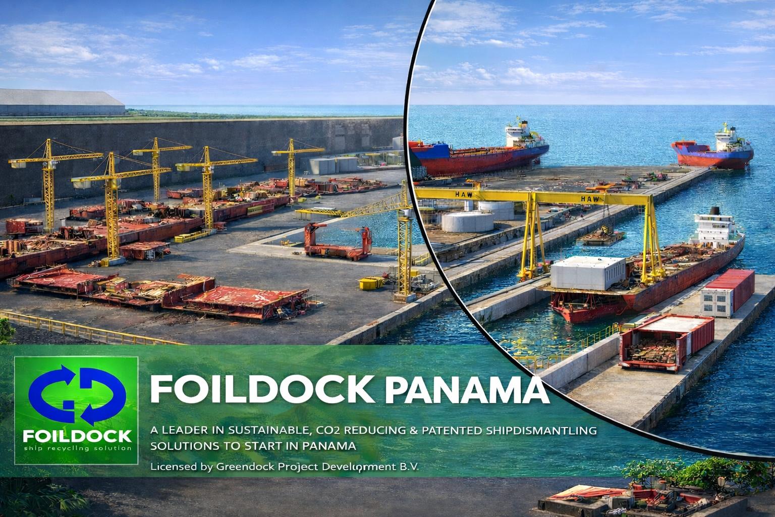 FoilDock Strategic Render 02: Perspective view of the internal dock structure and support systems.