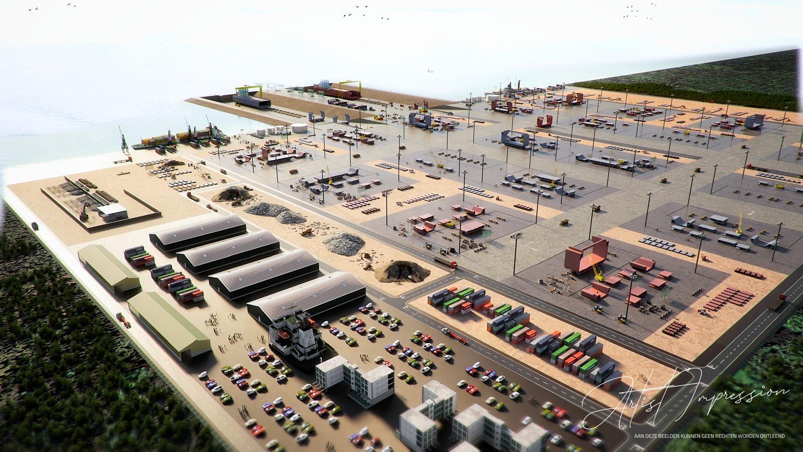 FoilDock Strategic Render 04: Detailed view of a vessel undergoing sustainable deconstruction.