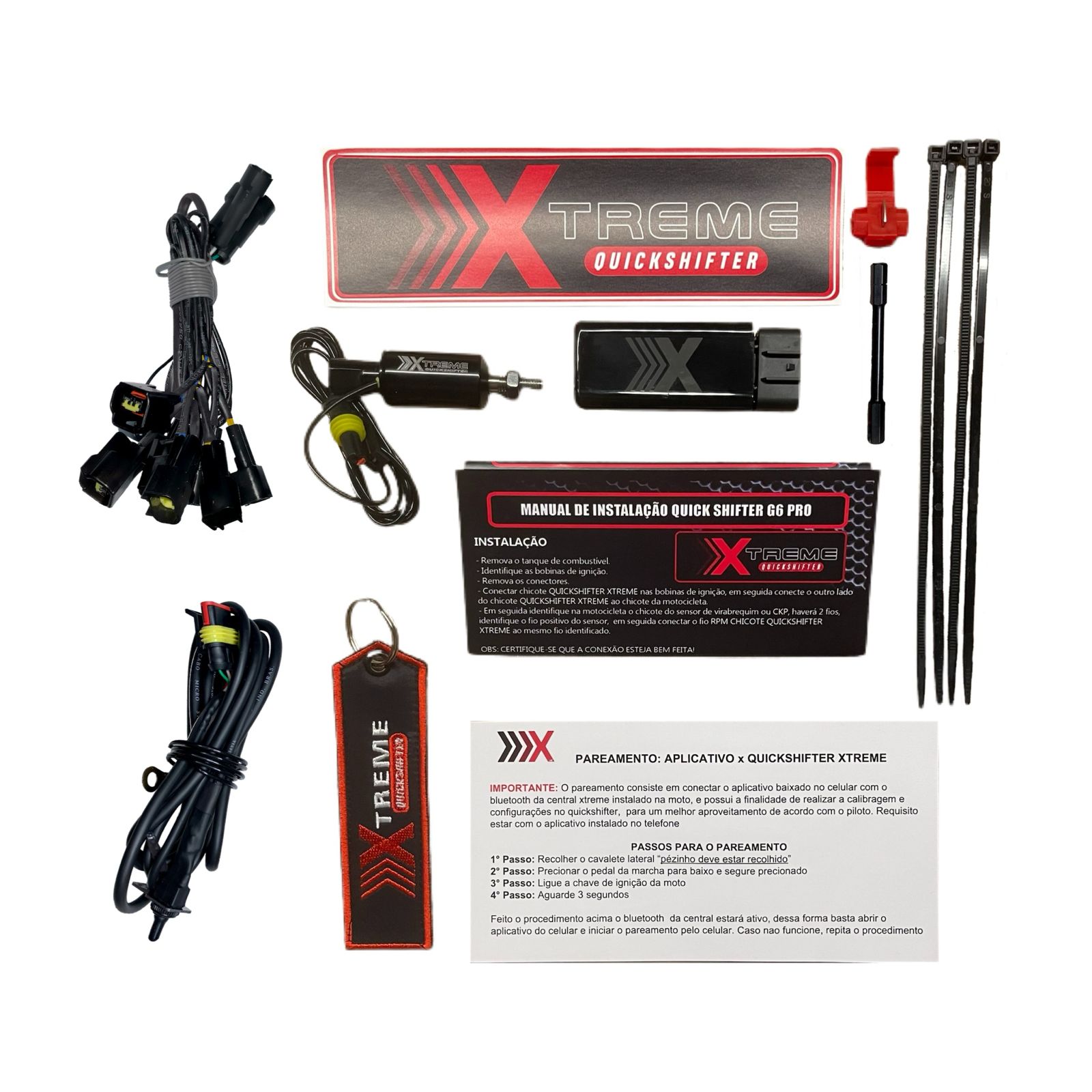 Conteúdo da embalagem do Quickshifter Xtreme (Full)